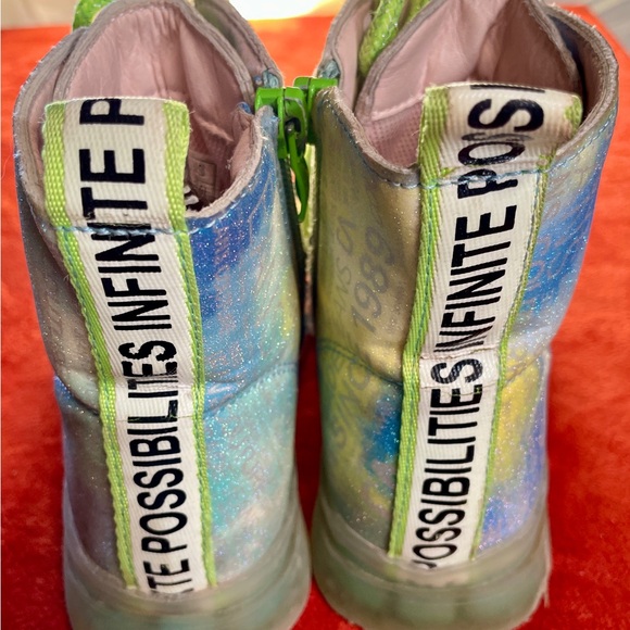 VERSACE Jeans Couture KIDS Colorful LOGO Print ANKLE BOOTS Size 10 - Picture 3 of 16